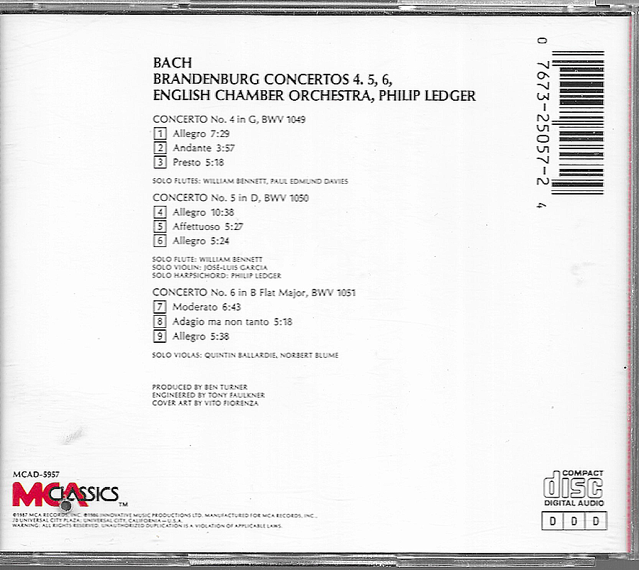 Bradenberg Concertos - Bach 4 5 6 - MCAD - 5957