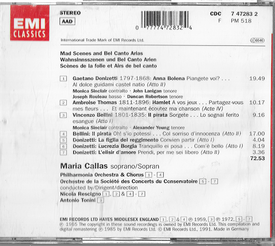 Maria Callas - MadScenes and Bel Canto Arias - PM518