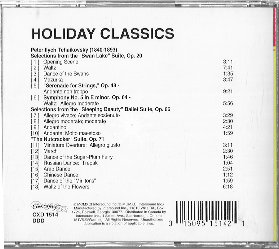 Classics for Joy - Holiday Classics from Tchaiskovsky - CXD1514