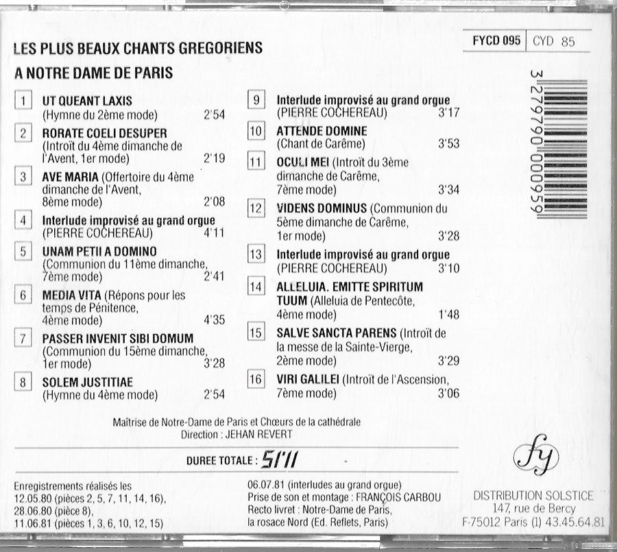 Pierre Cochereau - Gregorian Chants Gregorien - Notre-Dame - FYCD095