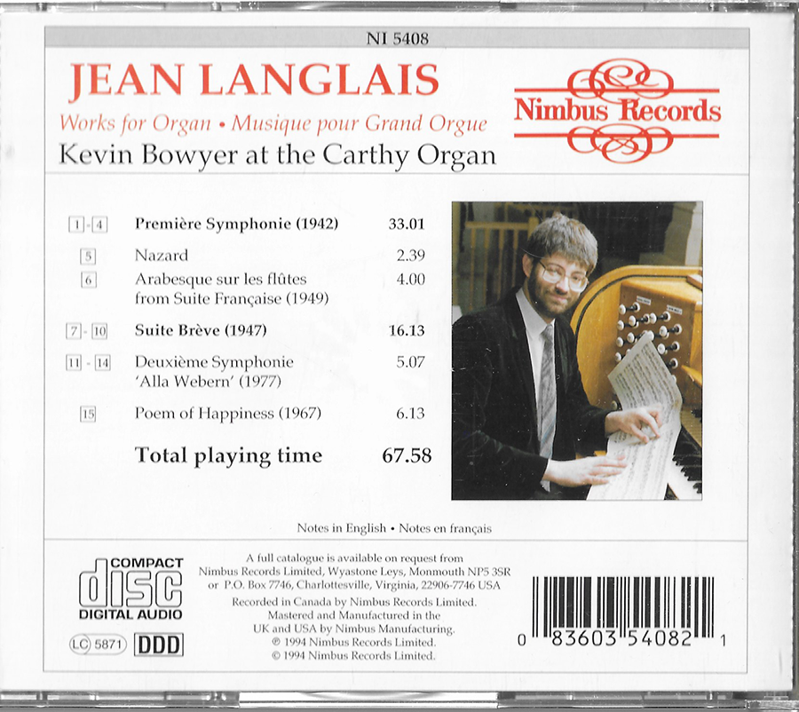 Jean Langlais - Works for Organ - NI5408 Nimbus 1994