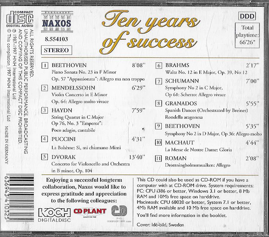 Naxos - Ten Years of Success - Beethoven, Mendelssohn, Haydn, Puccini - 8554103