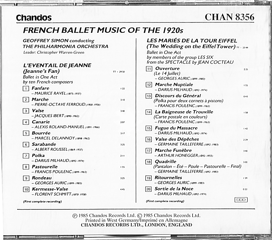 Simon - French Ballet Music - Eiffel Tower Wedding Party - CHAN8356