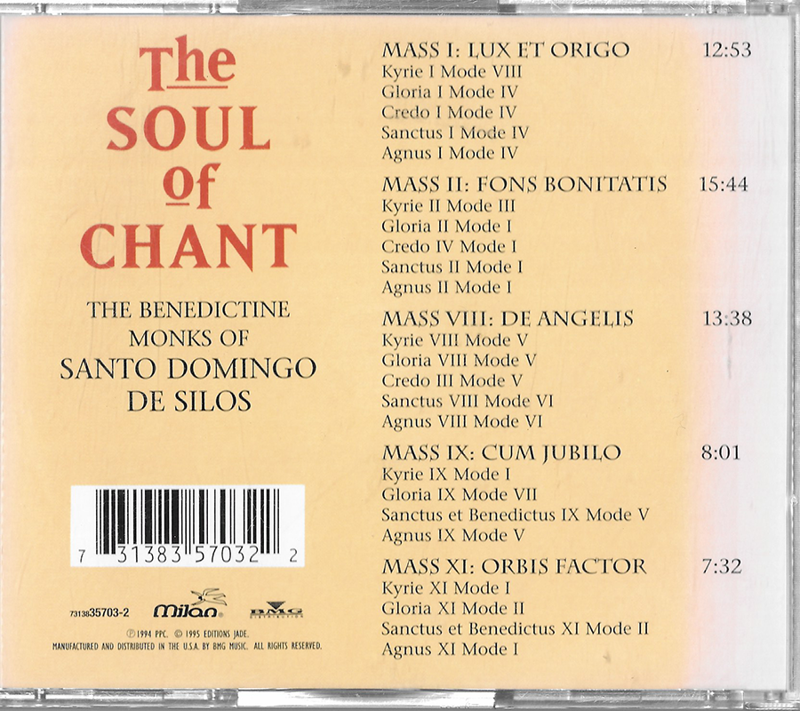 Benedictine Monks of Santo Domingo de Silos - The Soul Chant - Milan / Jade (1995)