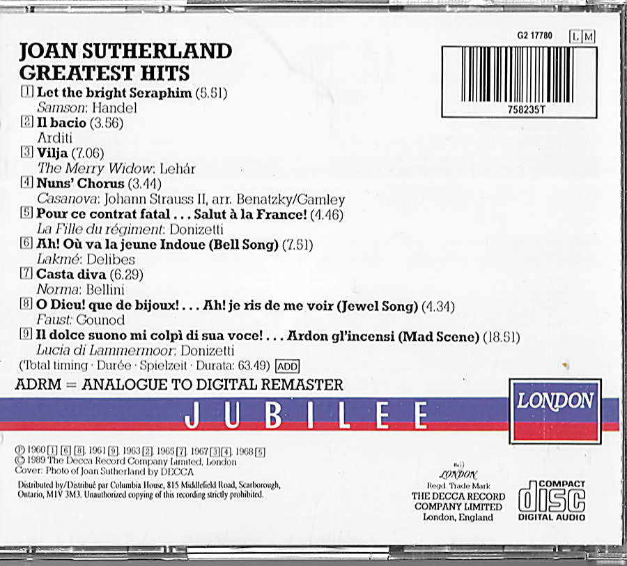 Joan Sutherland - Greatest Hits - Opera (1989) - 758235T