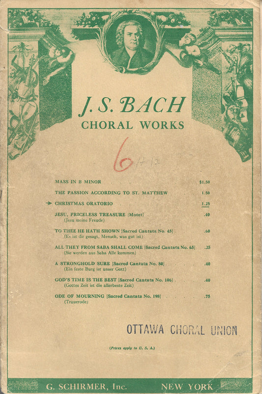J.S. Bach Choral Works - The Christmas Oratorio - G. Schirmer Inc (1909)
