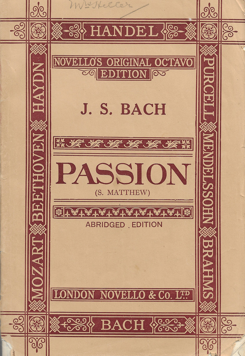 Handel - Bach - Passion - Novello Editions (1929)(1951)