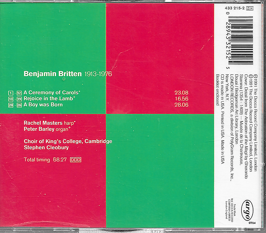 Benjamin Britten - Ceremony Carols - Argo - King's College Choir