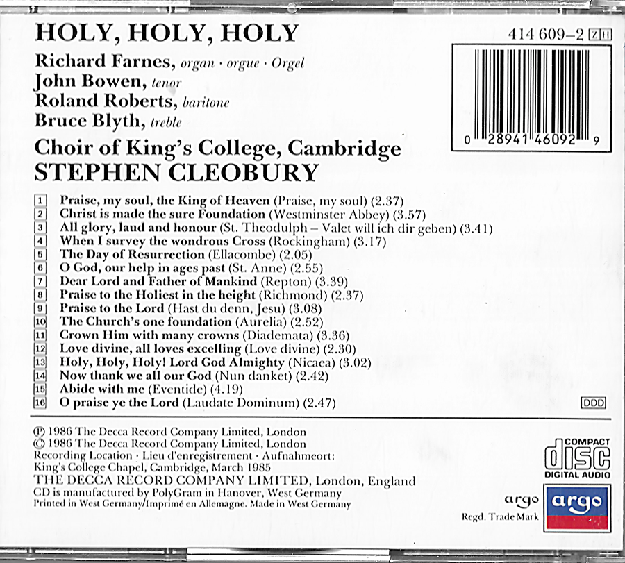 King's College Choir - Cleobury - Holy Holy - 4146092