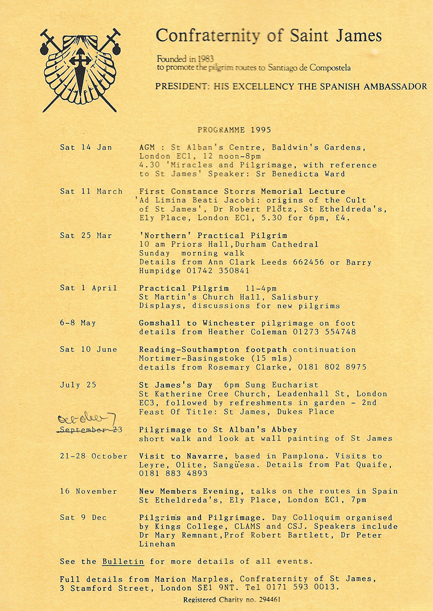 Confraternity of Saint James - 1995 + Ephemera - Santiago Pilgrim