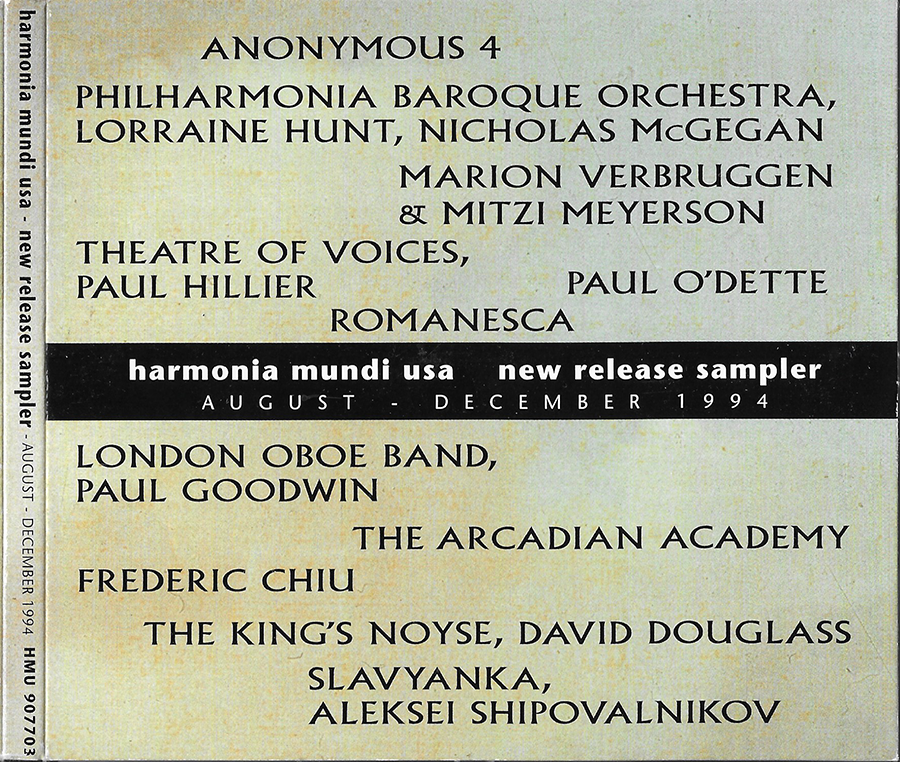 Harmonia Mundi - 1994 new release sampler - Digipac sampler - HMU907703