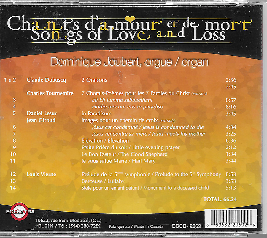 Dominique Joubert - Chants Damour - Montreal ECCD2069