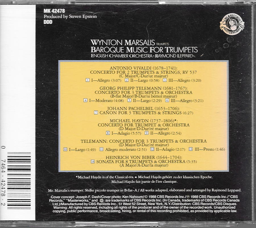 Wynton Marsalis - Baroque Music for Trumpets - CBS - MK42478