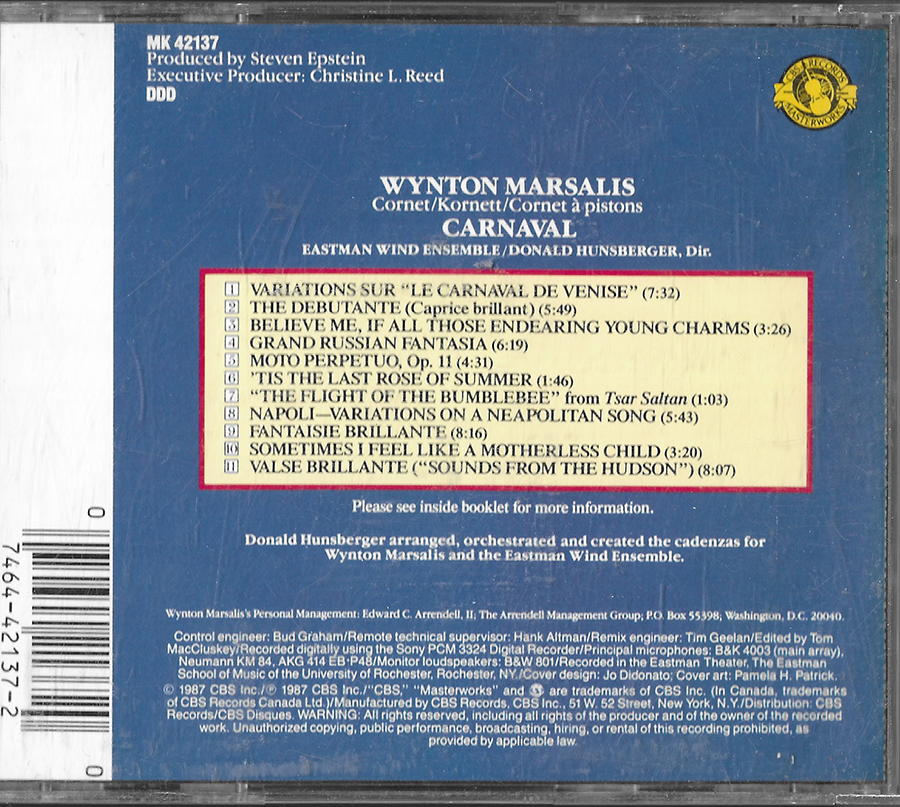 Wynton Marsalis - Carnaval - MK42137 (Le Carnaval de Venise) 1987