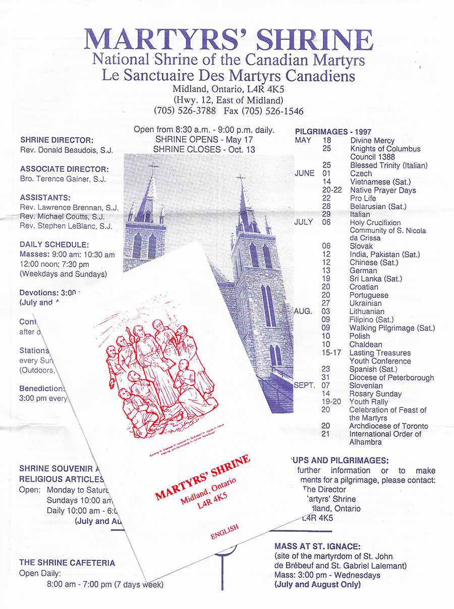 Martyrs' Shrine - Pack 1 - Canada Pilgrimage - Midland Ontario + J.G. Shaw booklet