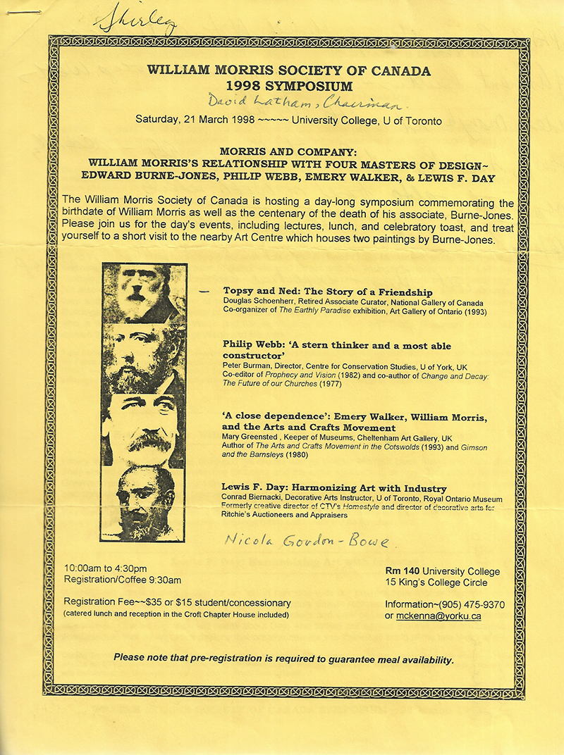 William Morris 1998 Symposium package - Ephemera (Lot 1)