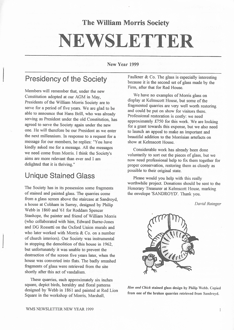 The William Morris Society (UK) newsletter - New Year 1999