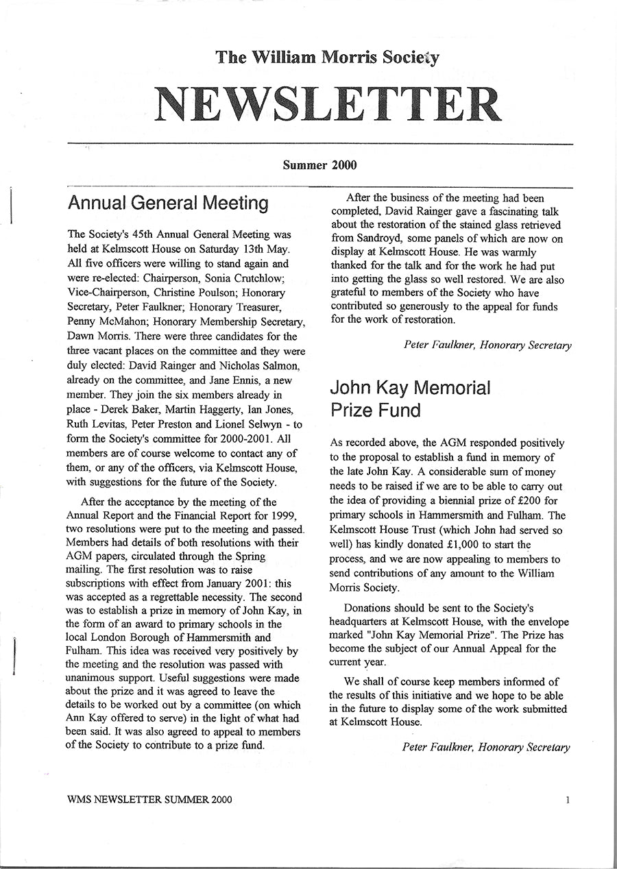 William Morris Society in the United States - Summer 2000 - Newsletter