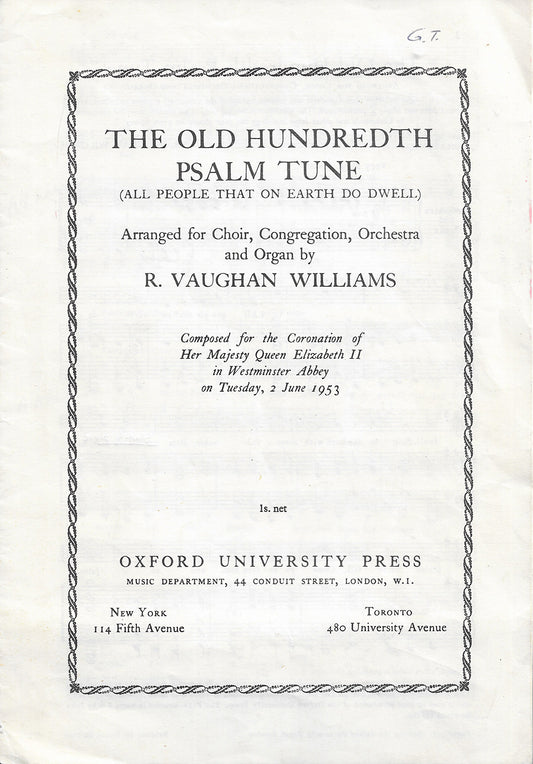 The Old Hundredth Psalm Tune - R. Vaughan Williams - Oxford (1953)