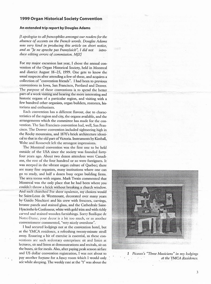 Organ Crawl - Roosevelt, Methuen, Kelheim - Brochures and article (Ephemera)