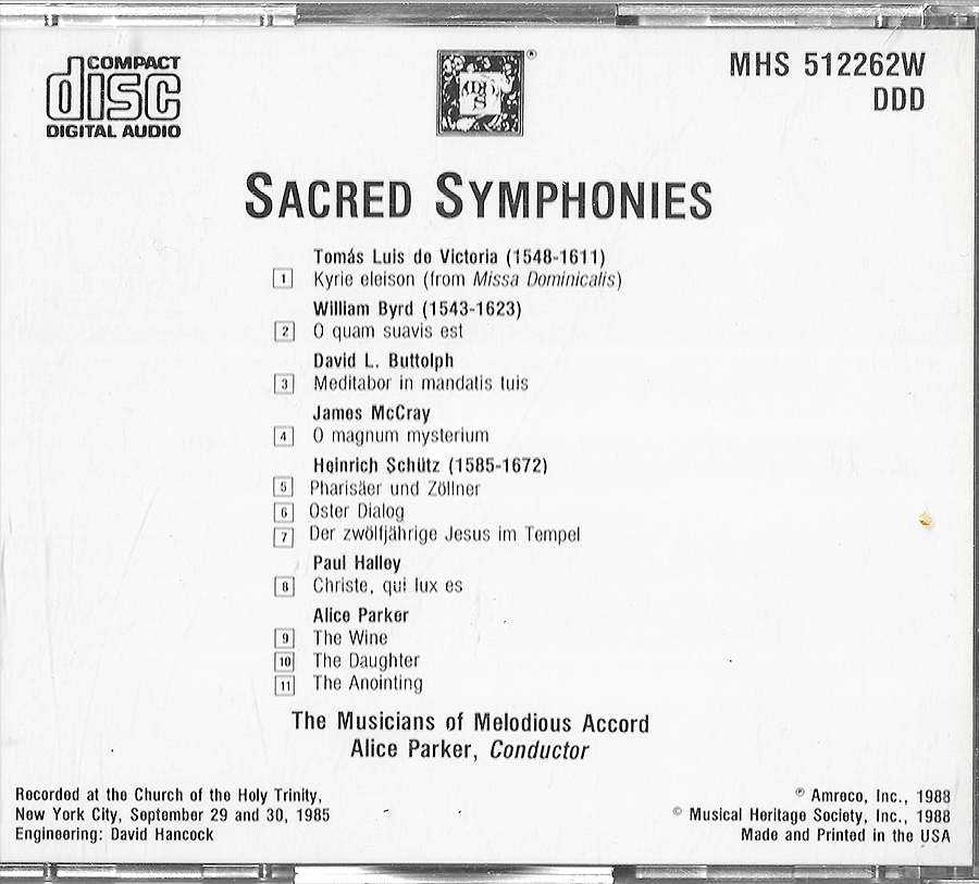 Alice Parker - Sacred Symphonies - MHS512262W