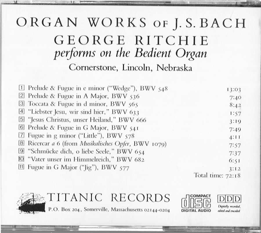 George Ritchie - Organ Works of JS Bach - Titanic (Ti-158)