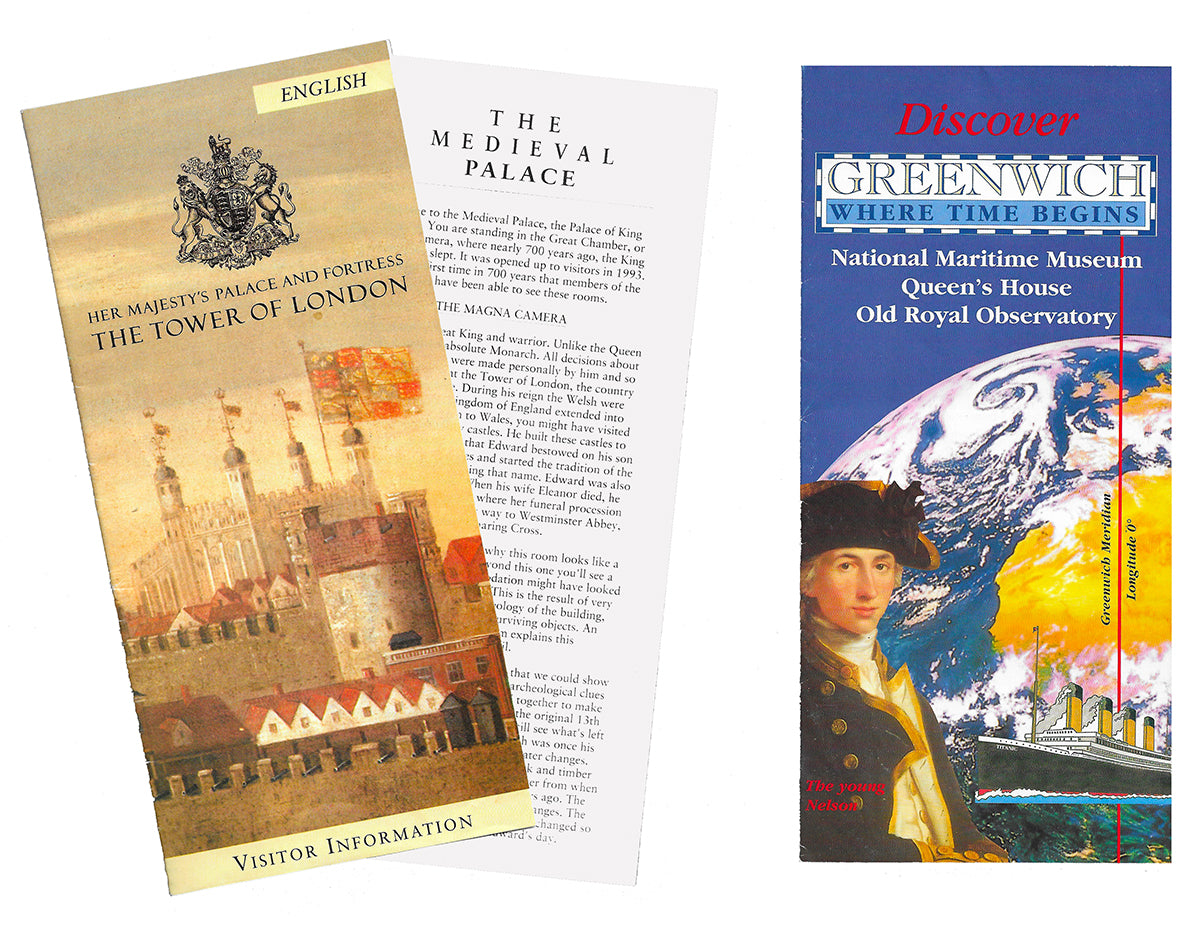Tower of London and Discover Greenwich brochures (Circa 1991)