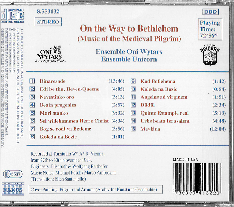 Ensemble Oni Wytars - Ensemble Unicorn - On The Way to Bethlehem - LC5537