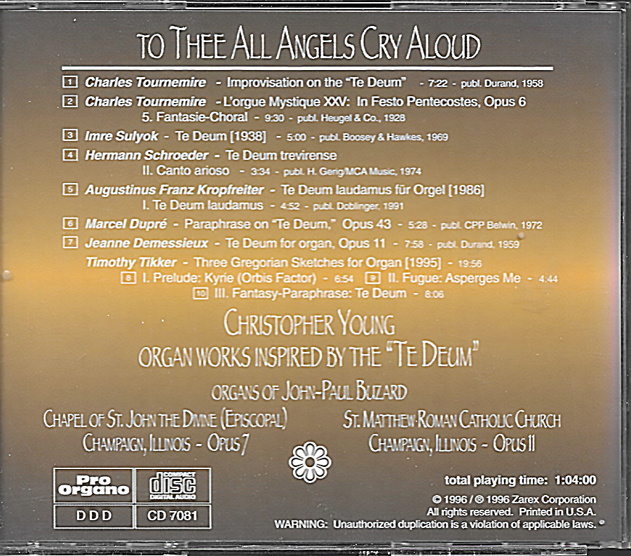Christopher Young - To Thee All Angels Cry Aloud - CD7081